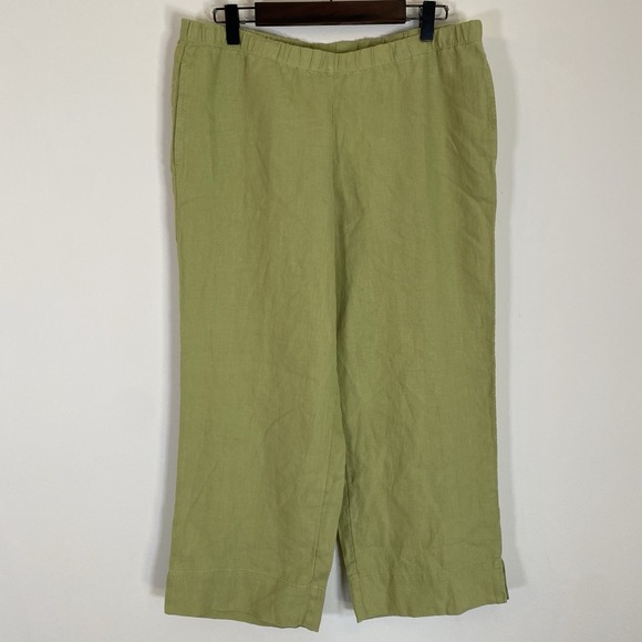 J Jill Love Linen Cropped Pants Womens Green Pull On Petite Small PS Pockets‎ - Picture 1 of 13